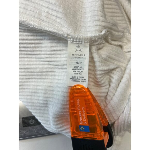 Aerie Offline XS/S Womens White Ribbed Henley Long Sleeve Top With Button Detail - Picture 7 of 11